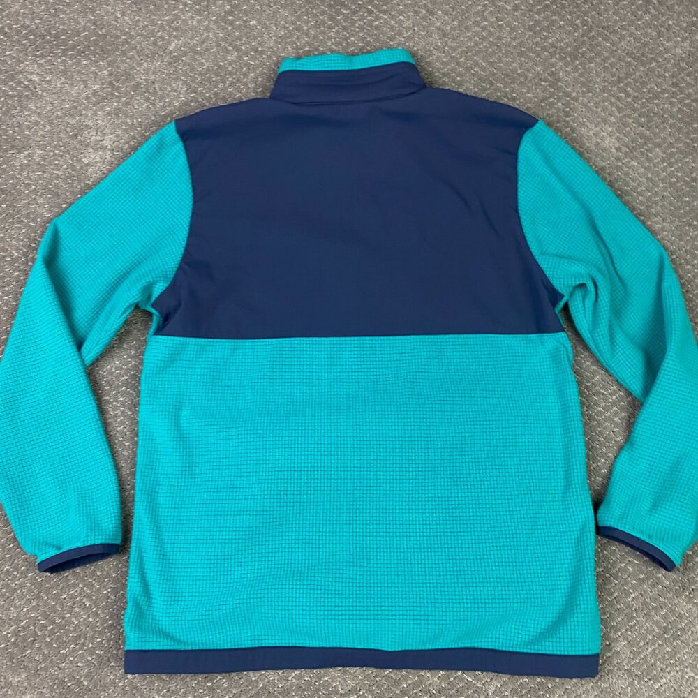 Outdoor Research Trail Mix 1/4 Zip Pullover Medium Teal Navy Waffle Grid Fleece - Picture 6 of 11